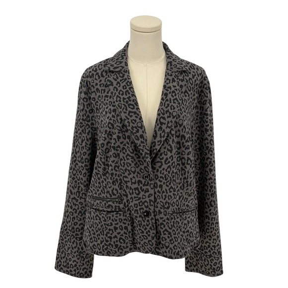 Lane Bryant Gray & Black Animal Print 2 Button Blazer w/ Pockets (Size 20) - Picture 1 of 4